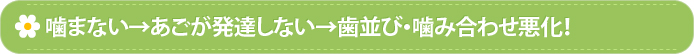 噛まない→あごが発達しない→歯並び・噛み合わせ悪化！