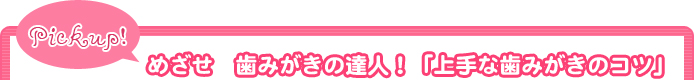 Pickup!　めざせ　歯みがきの達人！「上手な歯みがきのコツ」